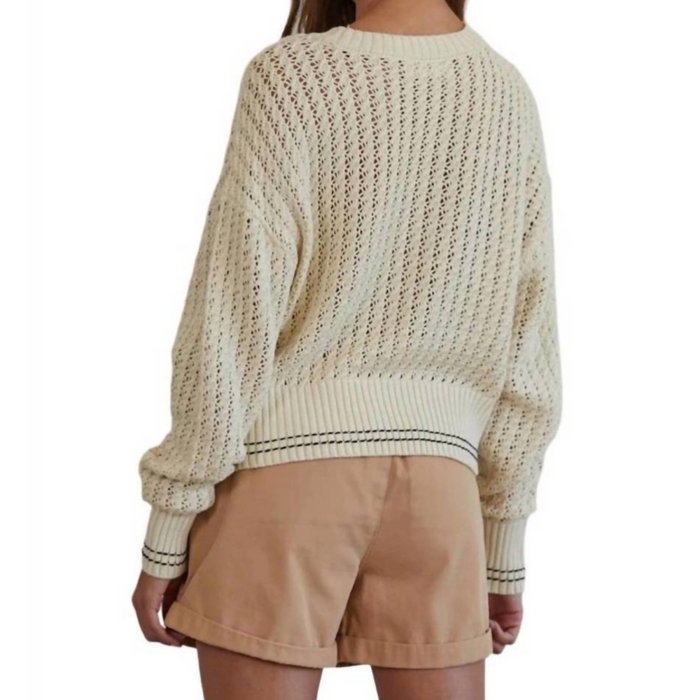 NEW BY TOGETHER match point pullover sweater in natural - Picture 3 of 7